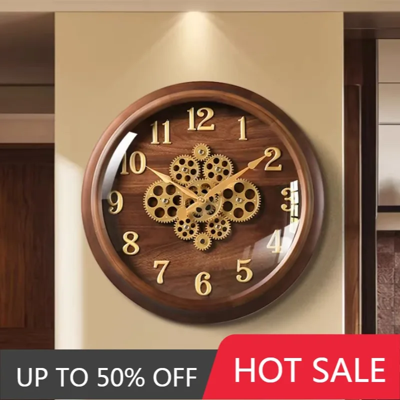 Retro Gear Mechanical Wall Clock Living Room Luxury Wall Clocks Bedroom Silent Watch Nordic Interior Unique Aesthetic Decoration