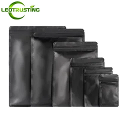 100PCS Matte Black Aluminum Foil Ziplock Packaging Bag Resealable Snack Coffee Sugar Beaf Biscuit Candy Tea Gift Storage Pouches