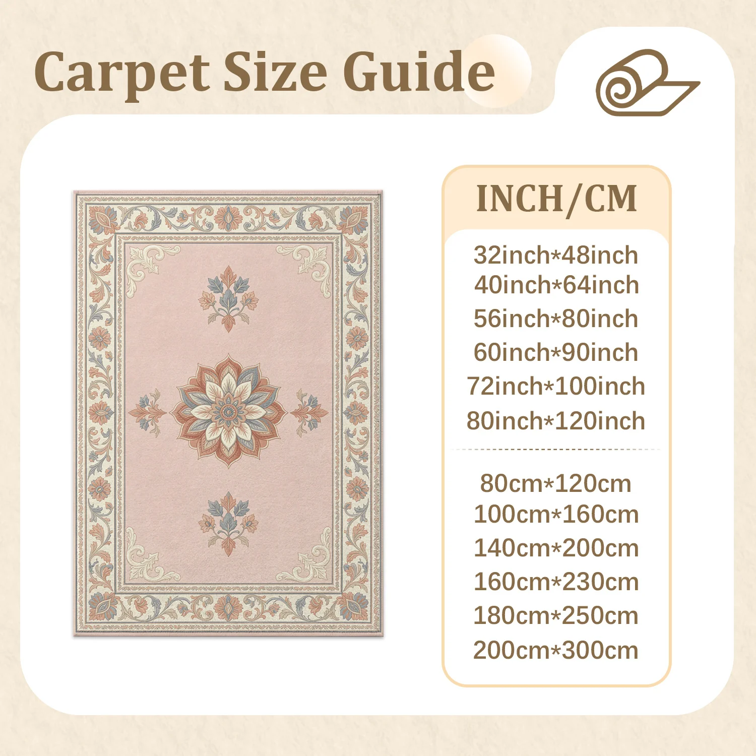 Ornate Traditional Floral Medallion Area Rug, Soft Velvet Material, Machine Washable, Suitable for Living Room, Dining Room, Bedroom, Home Office, Perfect Decor for Halloween, Thanksgiving, Christmas, New Year Events