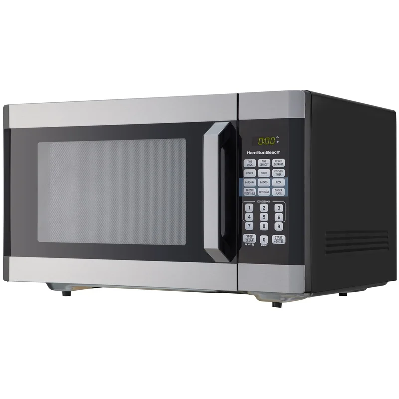 Horno microondas digital 1,6 pies cúbicos Encimera de 1100 vatios con 10 niveles de potencia Juego rápido Menús Descongelación Pantalla LED Cerradura para niños