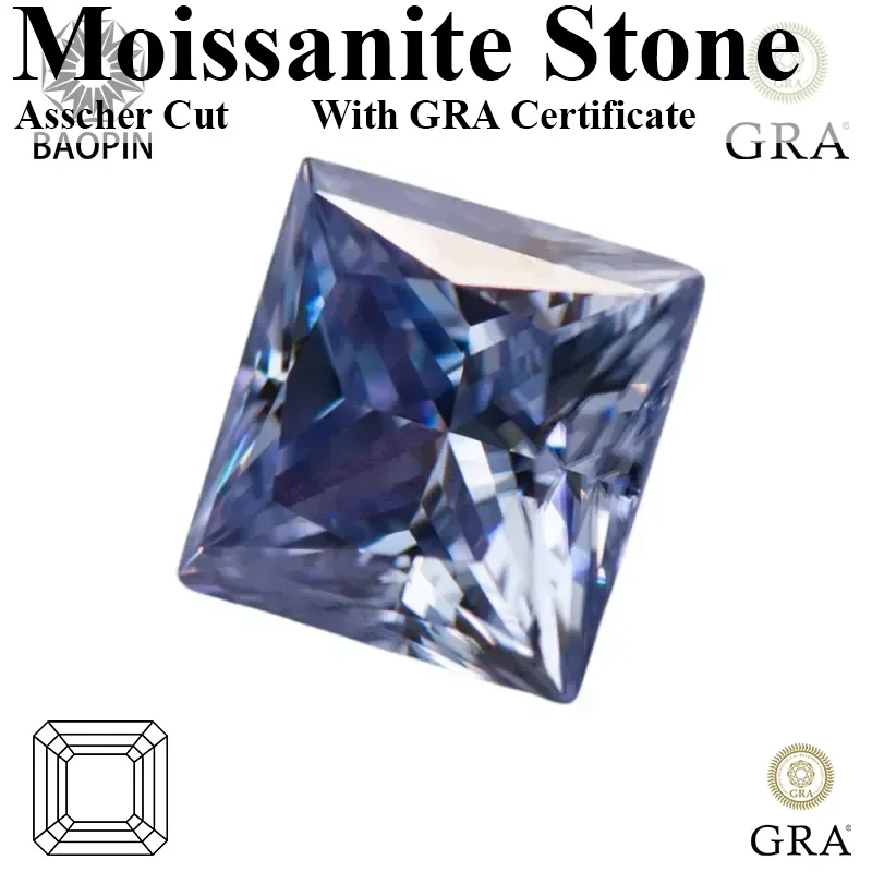 

Moissanite Stone Princess Cut Lavender Color with GRA Certificate, Ideal for Engagement Rings & Jewelry, 5.5-9.5mm Sizes Availab
