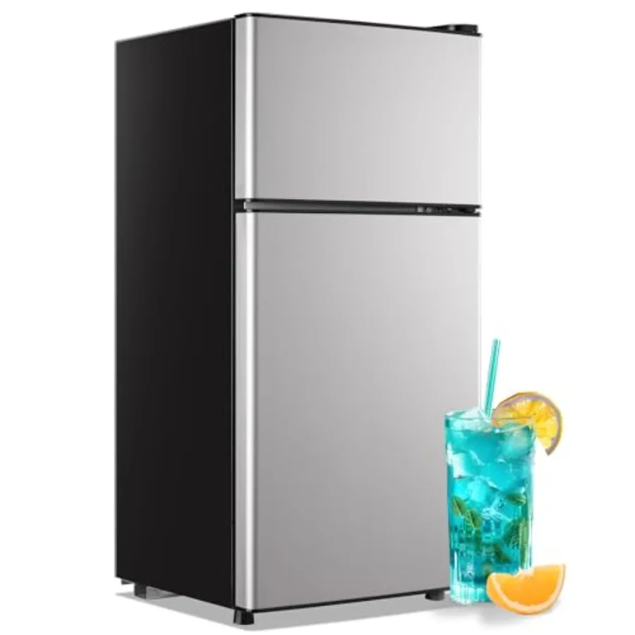 Mini Fridge with Freezer 2.4 Cu.ft Mini Refrigerator Double Doors Dorm Fridge Compact 7 Modes Temp Suit for Apartment Bedroom O
