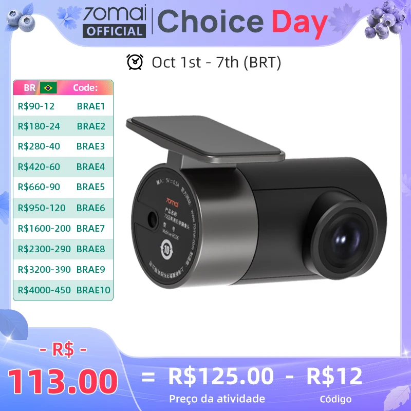 70mai câmera traseira rc06 para 70mai 4k traço cam 70mai a800 4k carro dvr câmera retrovisor 70mai pro plus + para a800s & a500s