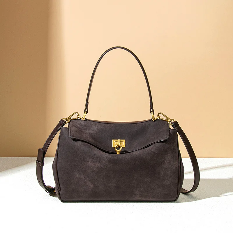 

Matte suede tote bag for women, large capacity hand-held armpit bag, high-end feel, matte versatile Kelly bag