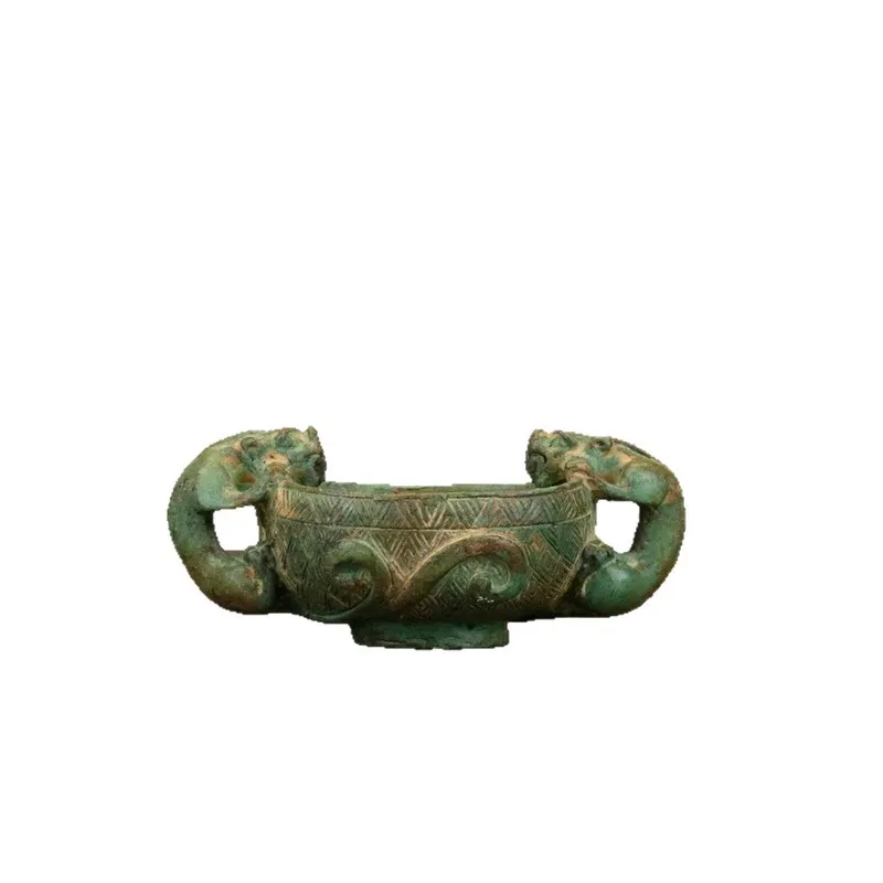 Brass alloy craftwork double-beast cup home living room decorative ornament