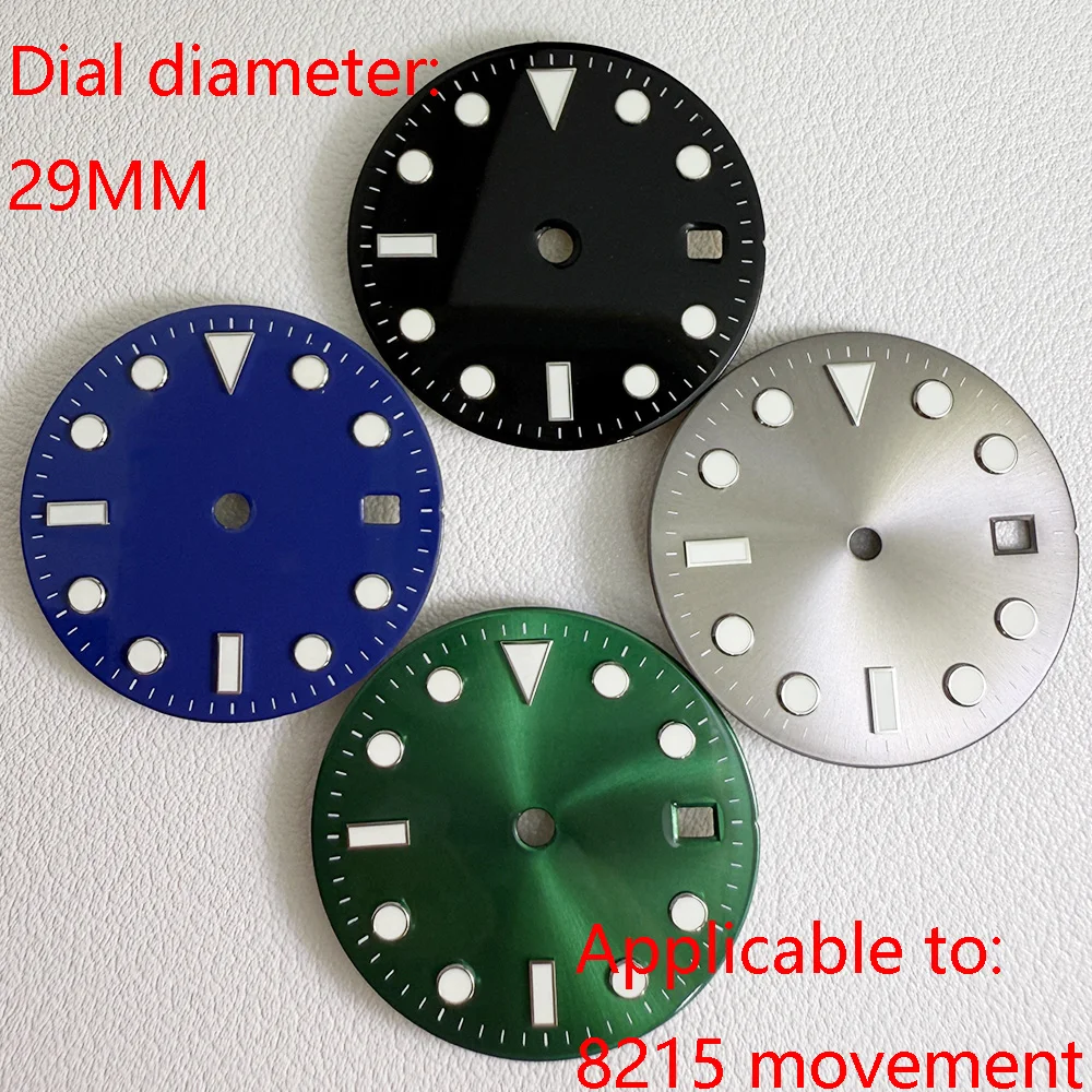 

Черный водонепроницаемый ремешок 29 мм, светящиеся детали циферблата для часов Miyota 8205 8215 821A Mingzhu DG2813, детали для часов