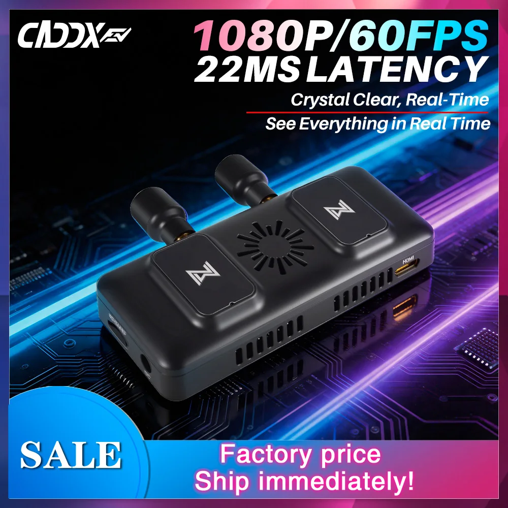 CADDX Walksnail Avatar FPV VRX HD Receiver 4 Antennas 22ms Low Latency DVR Output for High Def Input FPV Goggles Drone Pilots