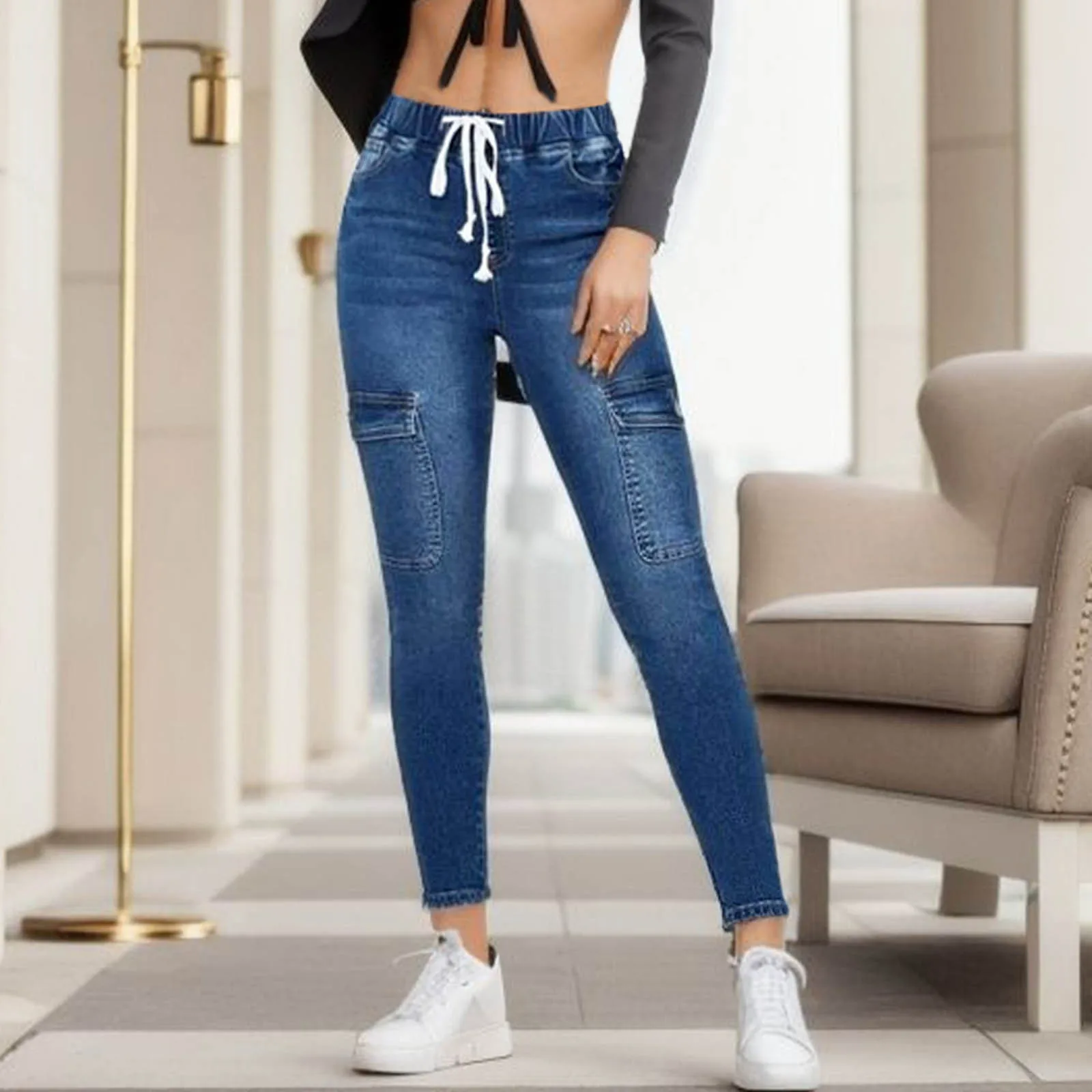 Damen Push-up elastische Röhrenjeans Herbst Frühling Slim Fit Hose für Frauen Jogging hose Mode Jeans hose Hose