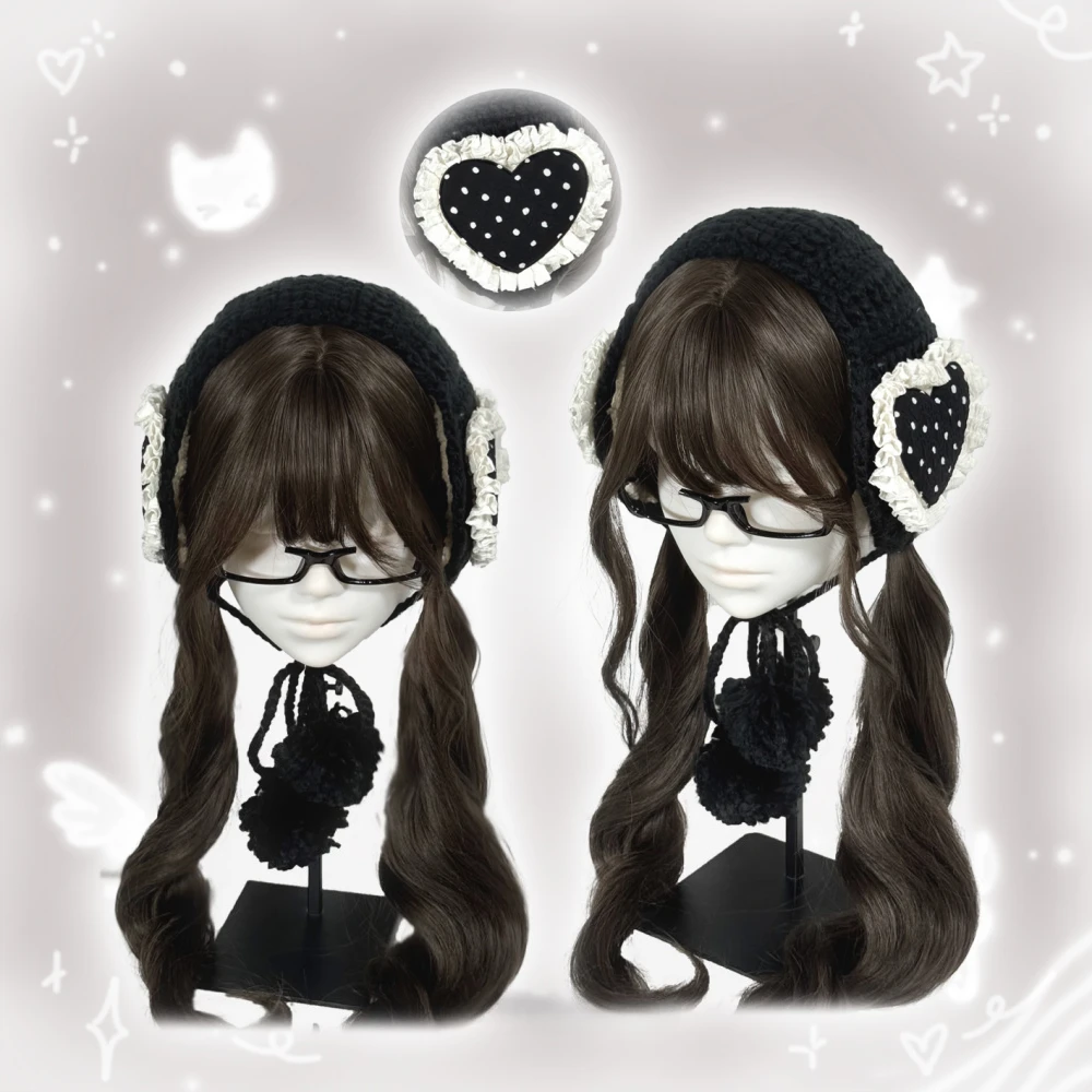 

Субкультура вязаные наушники Y2K для девочек, древние, утолщенные, теплые, милые, волнистые, с защитой ушей, аксессуары для украшения