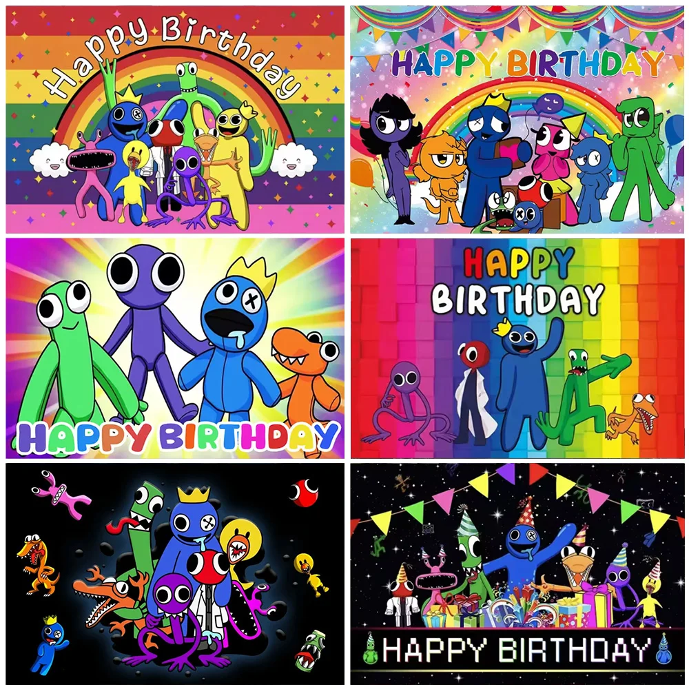 

Cartoon Rainbow Friends Theme Backdrop Anime Kid Birthday Party Decoration Baby Shower Supply Gifts Vinyl Photography Background
