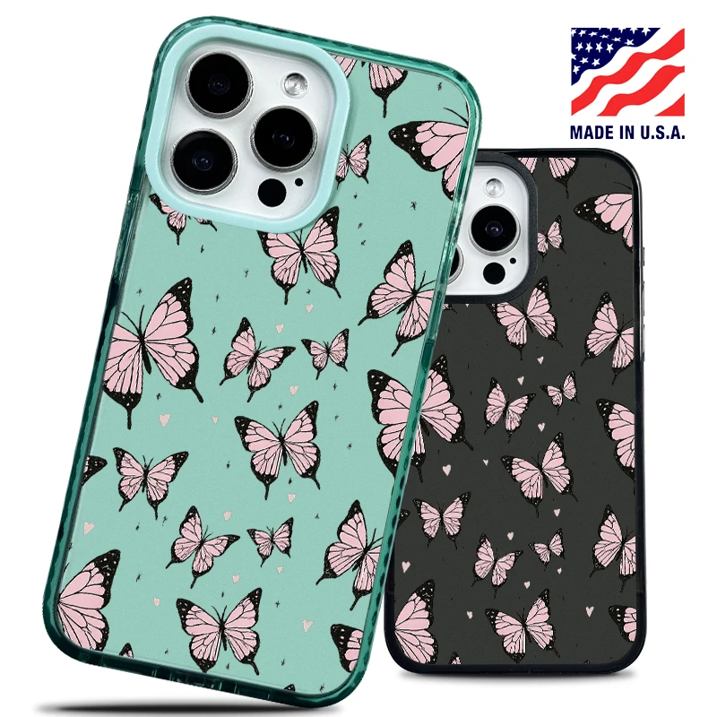

Pink Butterfly Pattern Case for iPhone 16 Pro Max 15 Plus 14 13 12 11， Stylish Protective AntiDrop Style， Durable Shockproof