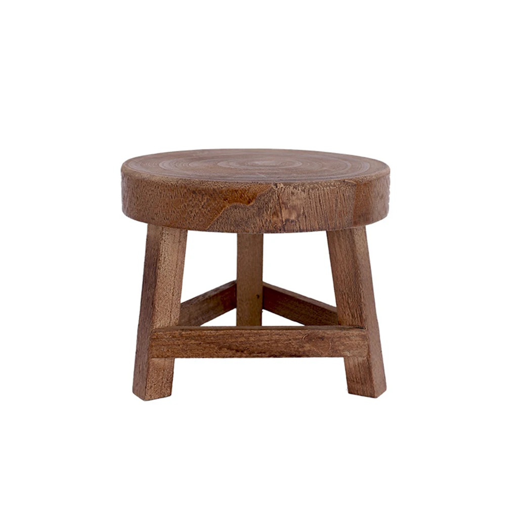 Solid Wood Low Stools Small Round Shape Plant Stand Chair Change Shoes Home Decoration er Pot Holder Shelf Modern for