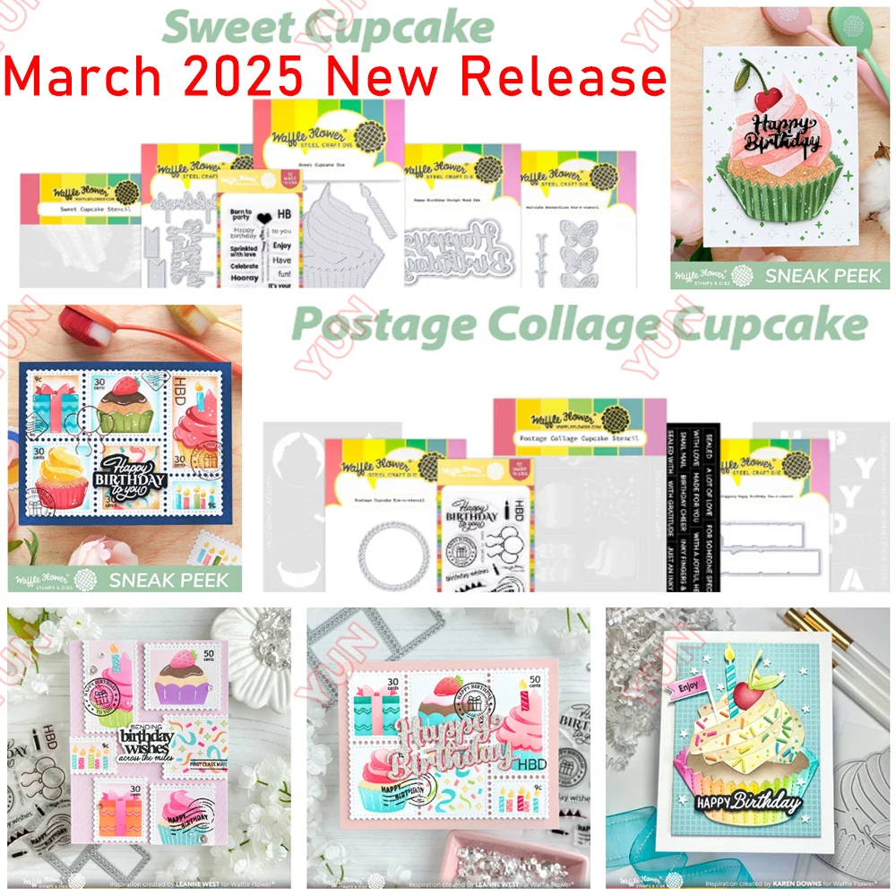 Waffle Nuovo Mestiere Fustelle Abbraccio Sentimenti Farfalla Fiore Muore Affrancatura Collage Cupcake Die Stencil Carte Scrapbooking FAI DA TE