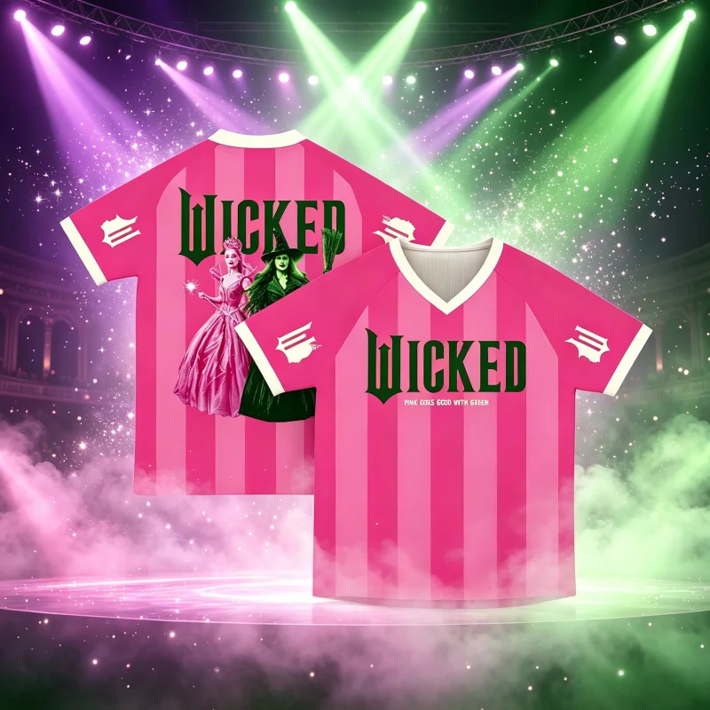 2026 Men Women Wicked Musical Two-Sided V-Neck Sports Jersey Y2K Fantasy Broadway Streetwear Breathable T-Shirt Family Kids Tees