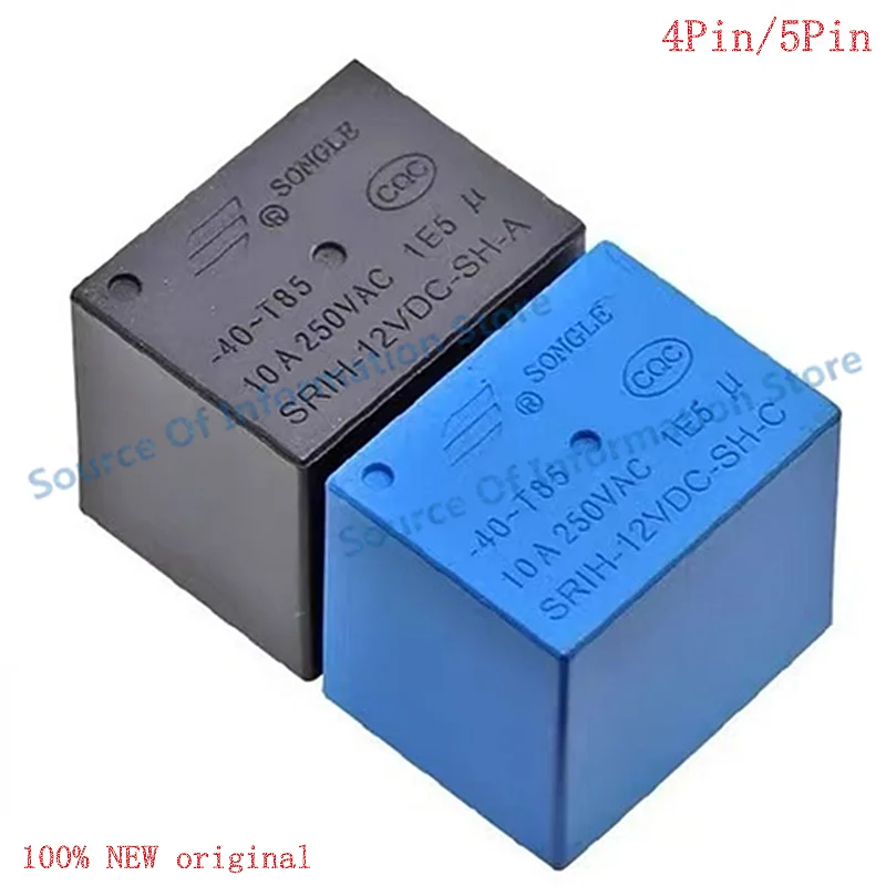 

5Pcs Power Relay SRIH-12VDC-SH-A -C 12V 4Pin/5Pin 10A