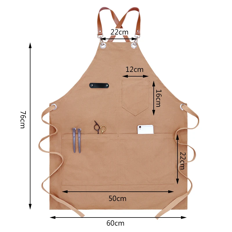 

Durable Thickened Canvas Apron Waterproof with Functional Pocket Woodworkers Electricians Repairmen Barbers Overall Protection