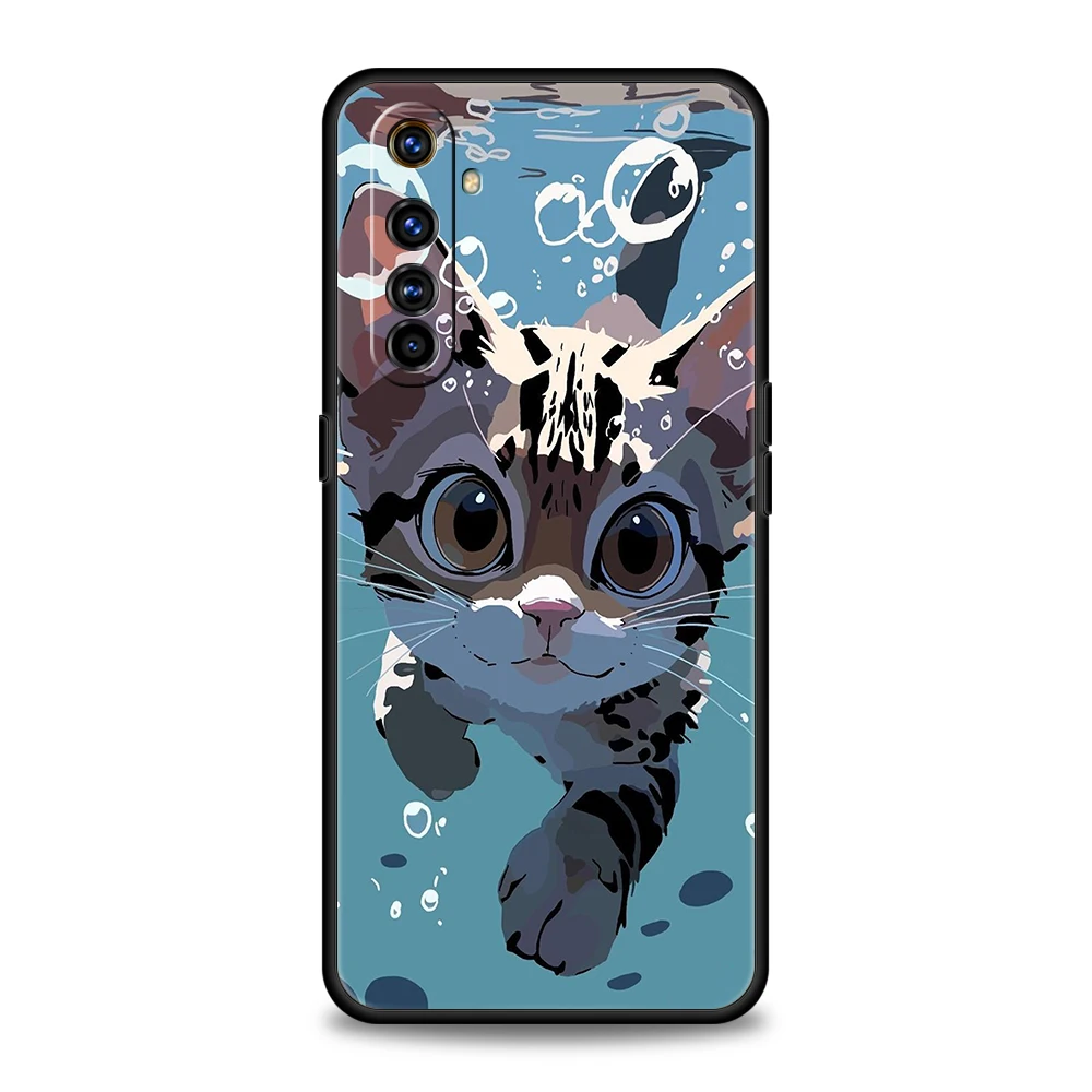 CARTOON CAT Phone Case for Oppo A17 A12 A57 A74 A16 Find X5 X6 A52 A53 A54 A15 Reno 6 Z 7 Pro A9 2020 5G Silicone Shell Capa Bag