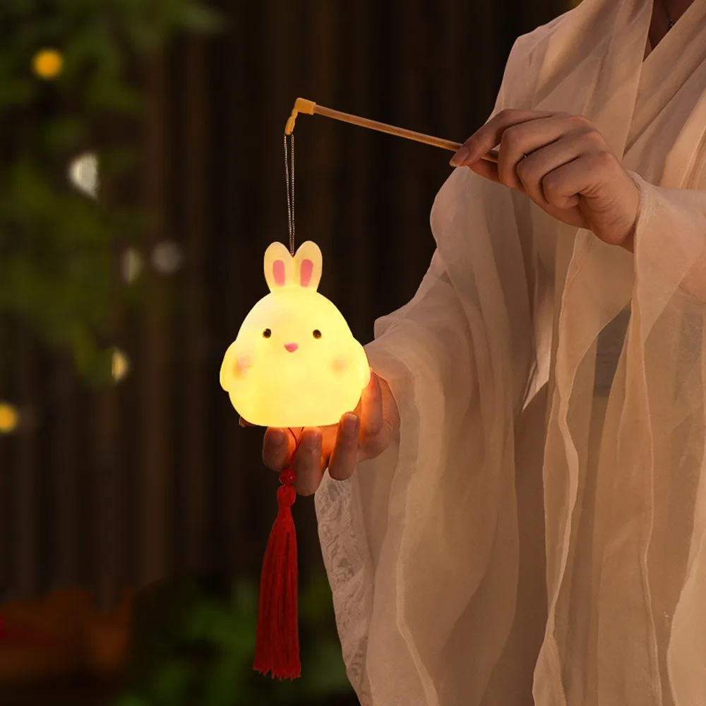 

Cartoon Chinese Rabbit Lantern Traditional Handmade Portable Handheld Lamp Blessing LED Lantern Toys Mid-Autumn Festival