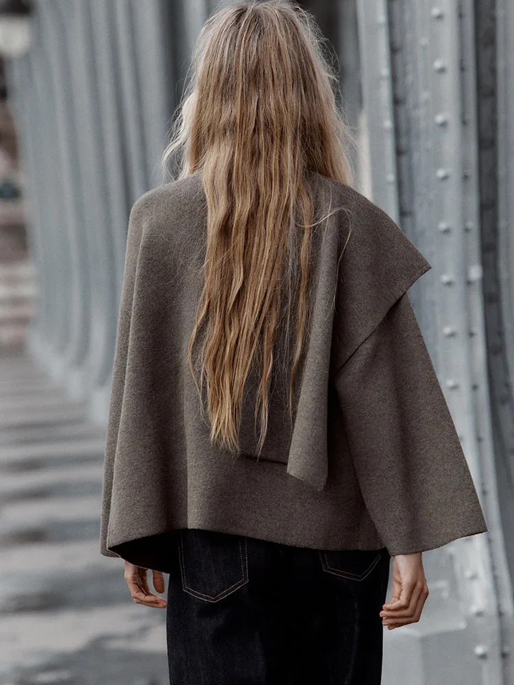 2025 inverno nova chegada feminino malha ort casaco jaet versátil design simples commute sle longo sve redondo ne outerwear