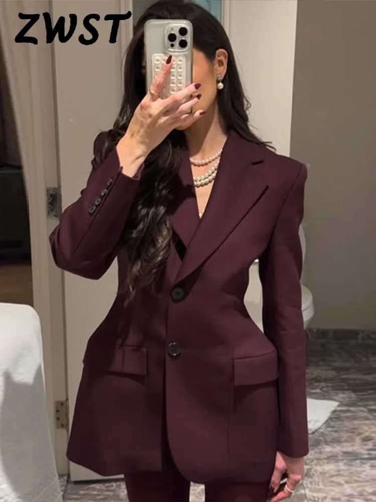 Elegant Women's Solid Blazer Jacket Slim Shoulder Pads Lapel Single Breasted Full Sleeve Jackets 2025 Lady Street Office Outwear