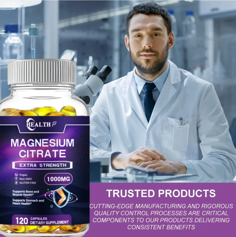 Magnesium citrate 1000MG for calming, relaxing, constipation, and digestive support supplements, non genetically modified