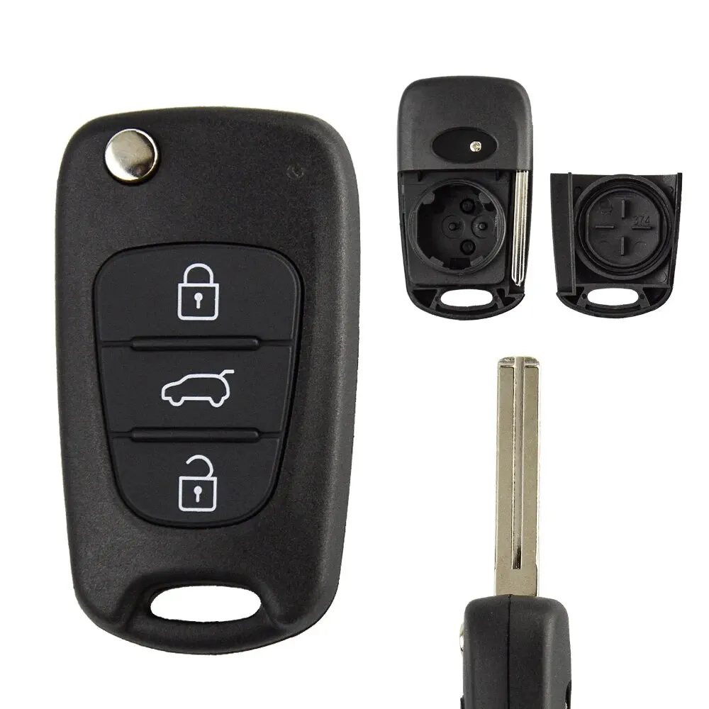 OkeyTech Remote Key Shell For Hyundai I20 I30 IX35 I35 Accent Kia Picanto Sportage K5 3 Buttons Flip Folding Remote Key Case