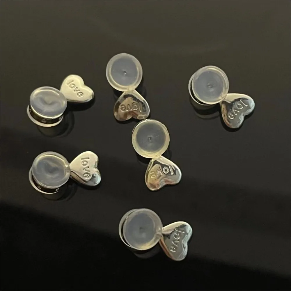 10Pcs Heart Love Silicone Earring Lifters Back Adjustable Replacement for Stud Droopy Heavy Ear Jewelry Hypoallergenic Accessory