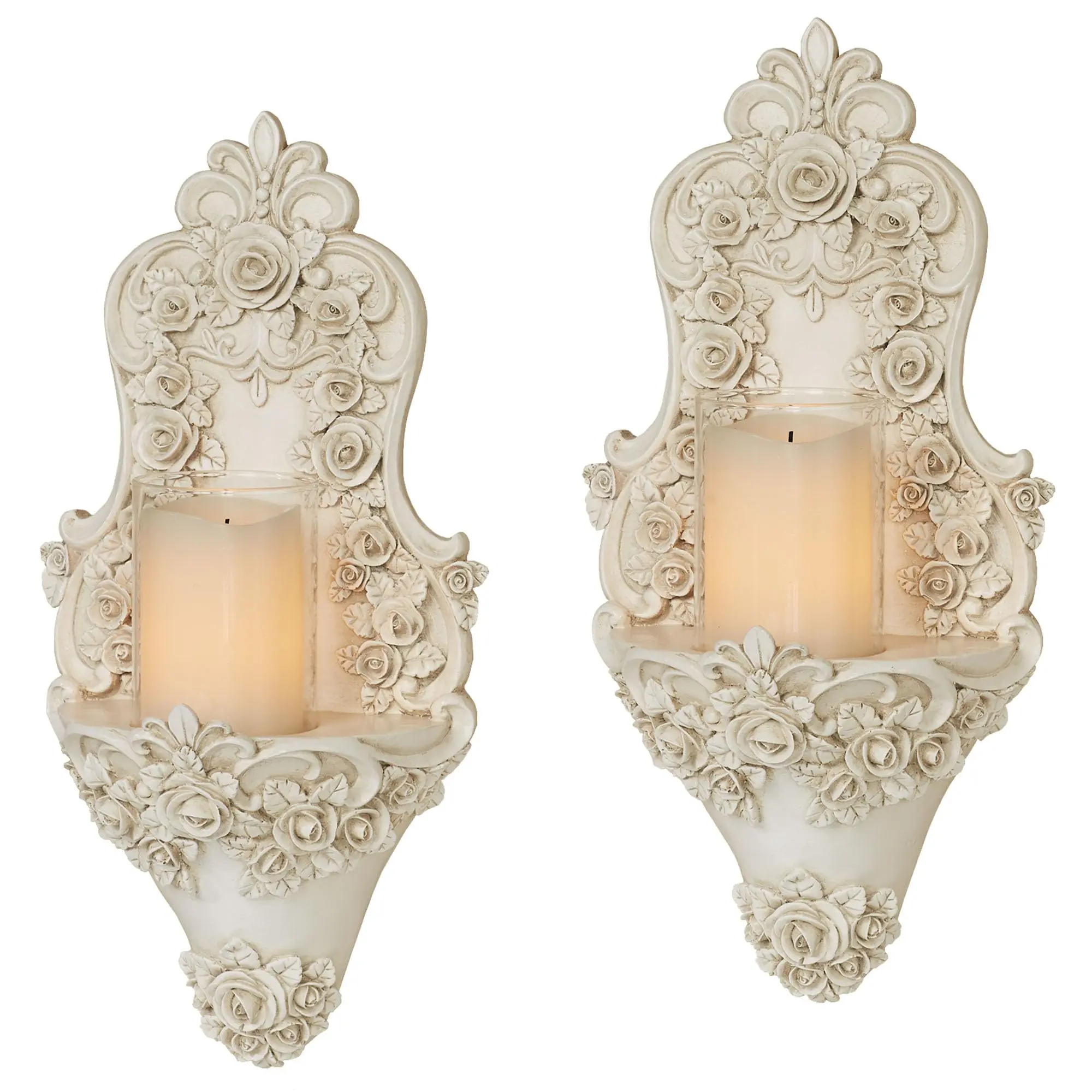 Victoria Rose Wall Sconce Pair | Victorian Style Decor | Traditional Pair of Sconces for Bedroom, Living Room