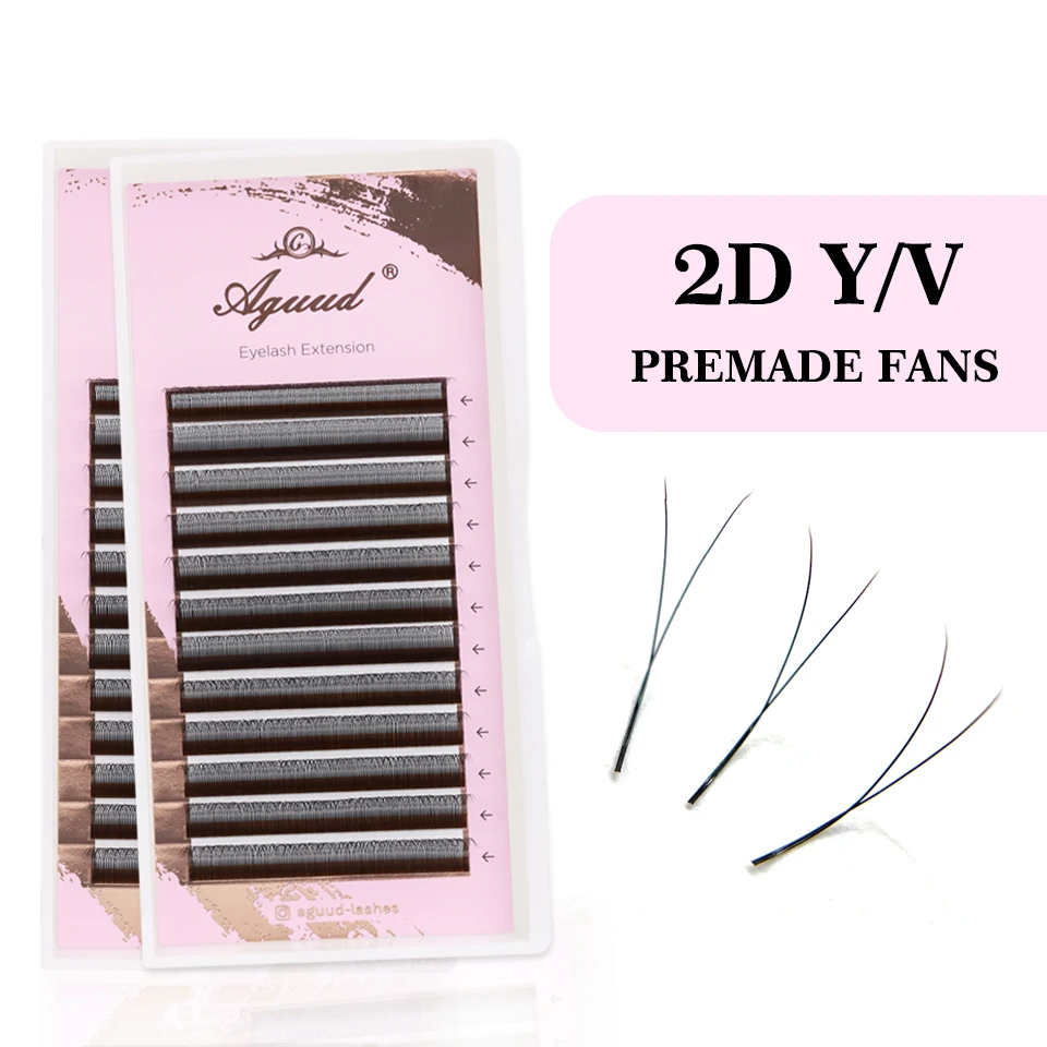 AGUUD 2D 3D 4D 5D W Style Premade Fans Eyelash Extension Faux Mink Natural Soft Bloom Lash Automatic Flowering Volume Eyelashes