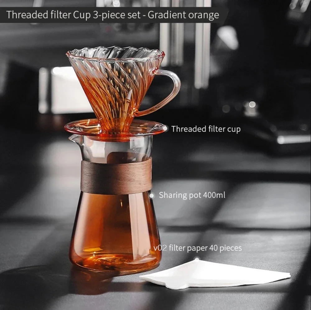 Hand Brewed Coffee Maker  Filter Sharing Pot Set Borosilicate Glass Dripper Set  Server with V02  Filter