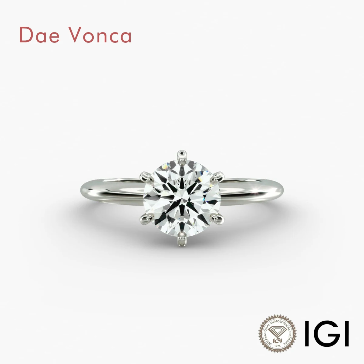 

IGI Six-Prong Solitaire Diamond Ring 14/18K White Gold Lab Grown Diamond Engagement Ring Classic Real Diamond Band For Women