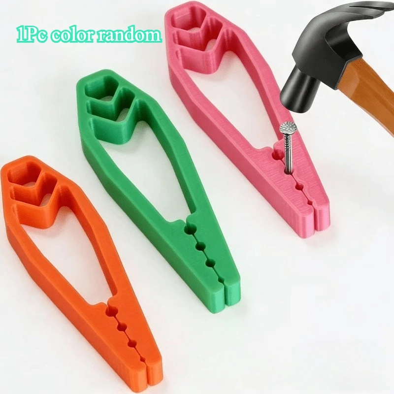 Anti-slip Nail Holder Safety Hammering Tool Portable Nail Fixing Clamp Random Color Multifunctional Finger Protector Pliers Hous