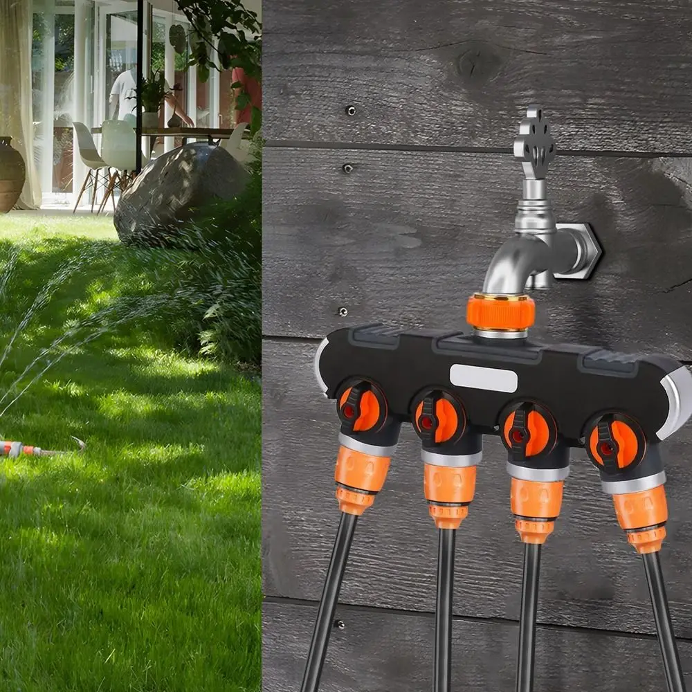 4 مفاتيح مستقلة خرطوم حديقة الفاصل موصل الصنبور الفاصل تصميم 4-Way صنبور كلبشة صمام قوي مادة متينة #2