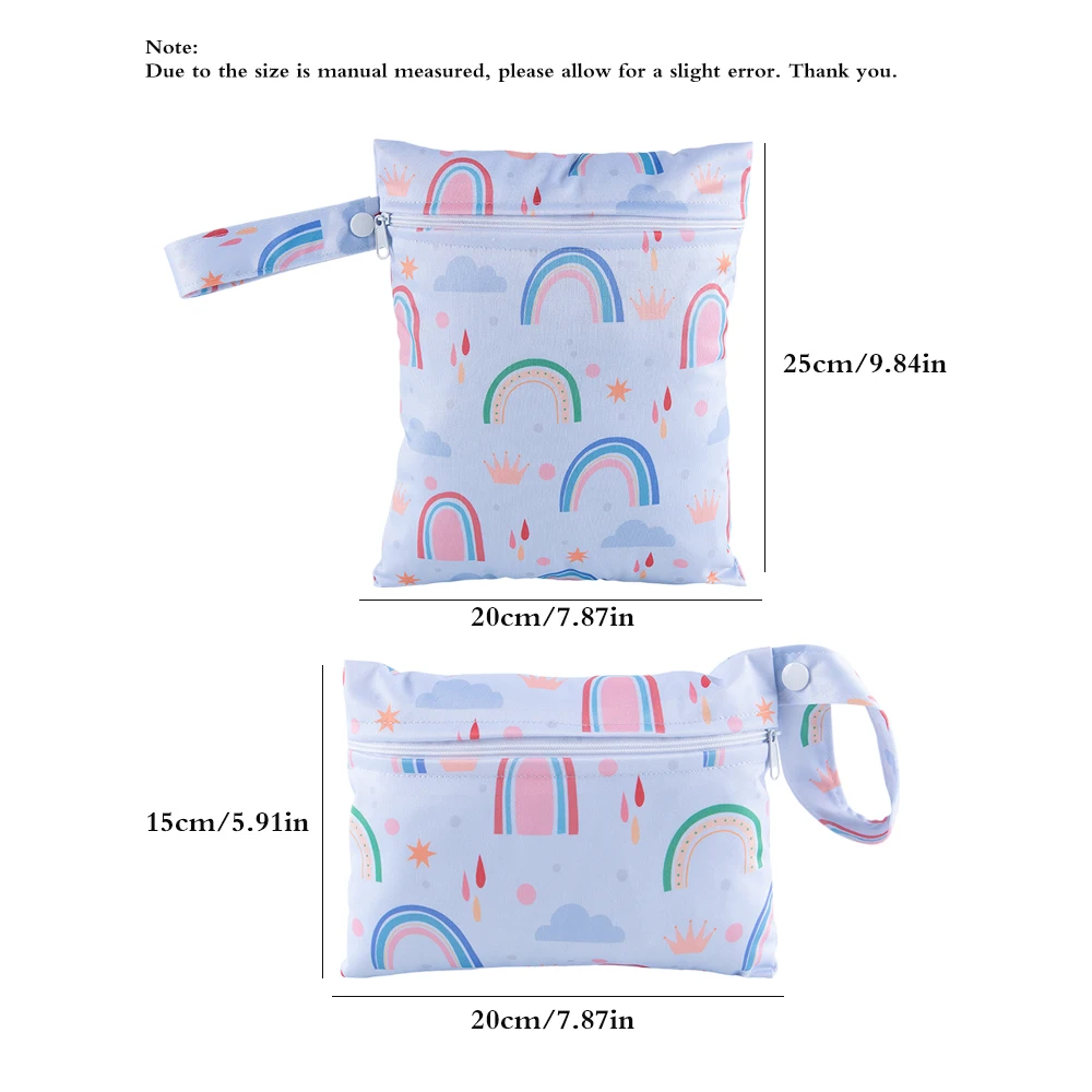 Babyshow 2 قطعة أحجام صغيرة مختلفة قابل للغسل حقيبة مبللة البوليستر جيب واحد مثالية لملابس السباحة ماكياج الحقيبة حقيبة حفاضات محمولة