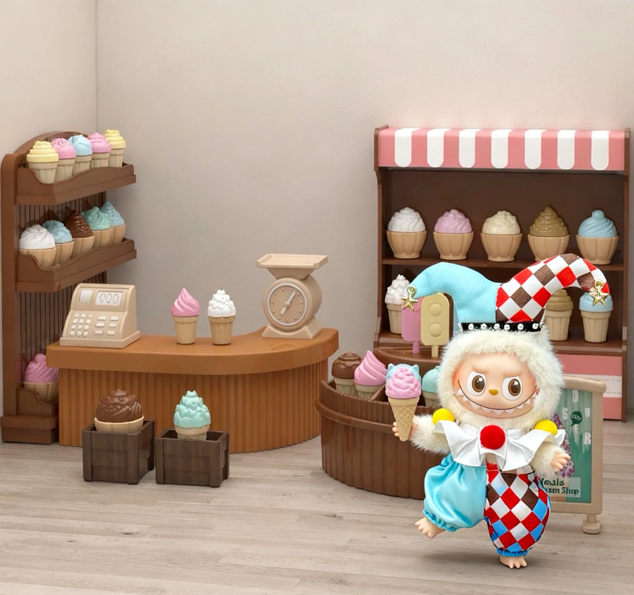 Nieuwe Labubu miniatuur scèneset, geschikt voor display, verzamelen en spelen, poppenhuisaccessoires (geen poppen)