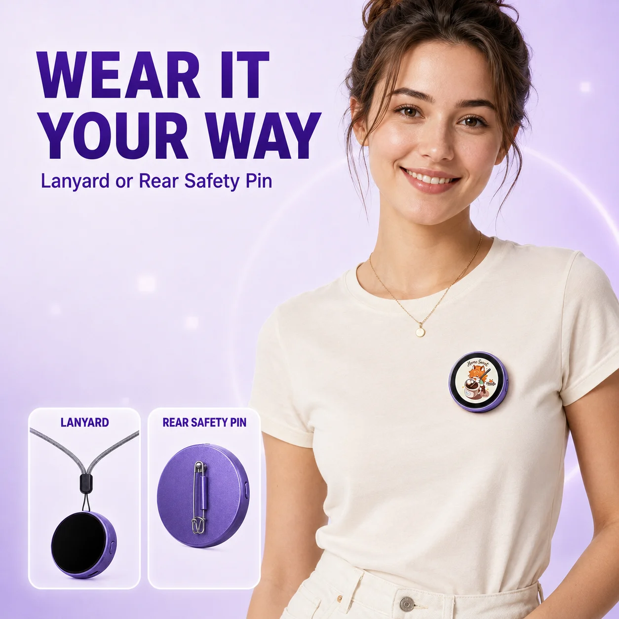 OpalSight Store Smart Digital Badge Electronic Badge1.85 Inch HD Screen Bluetooth Custom GIF Photo Concert Cosplay Party