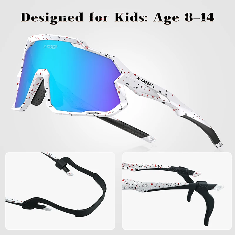 X-TIGER Kids Cycling Sunglasses Suitable For Children Aged 8-14 Years Girls Boys Glasses Outdoor Sport Sun Glasses Classic