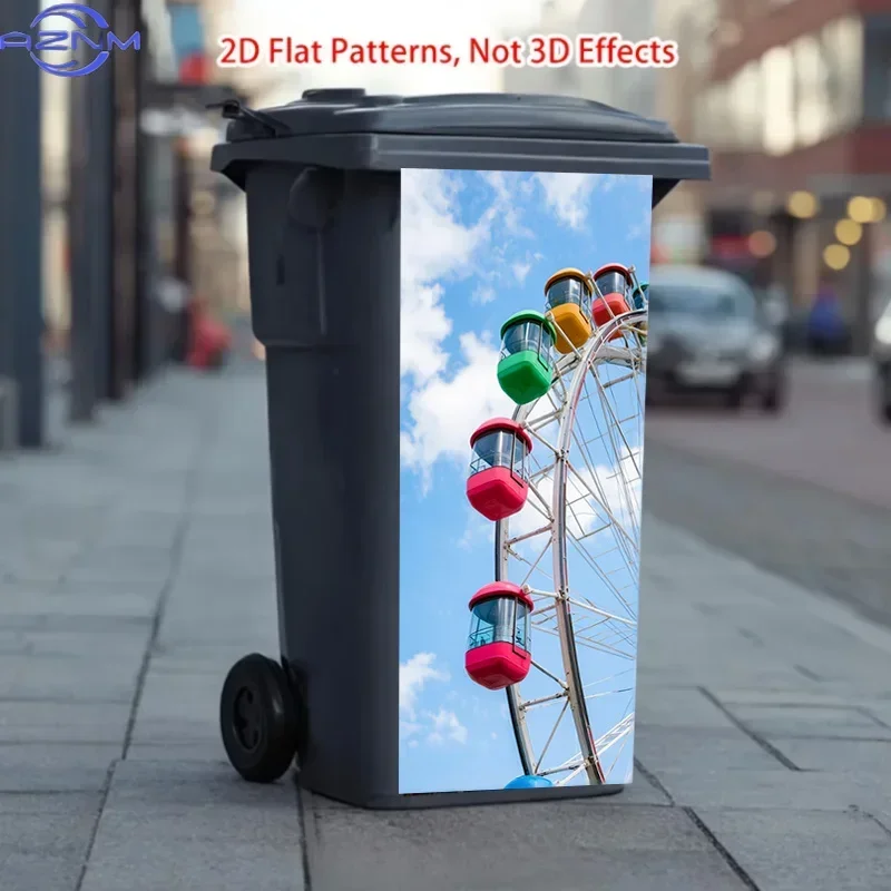 Household Trash Container 2D Printed Art Decal Updated Ornament for Bin Surface Upgrade