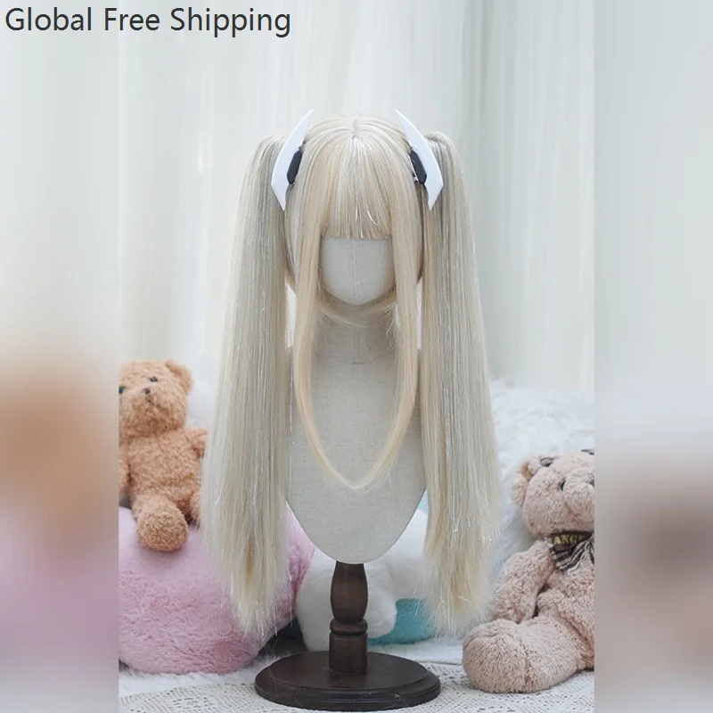 Lolita Wig Cosplay Laser Wire Shiny Straight Hair For Women Anime Roleplay Synthetic Princess Cosplay Halloween Harajuku Wig