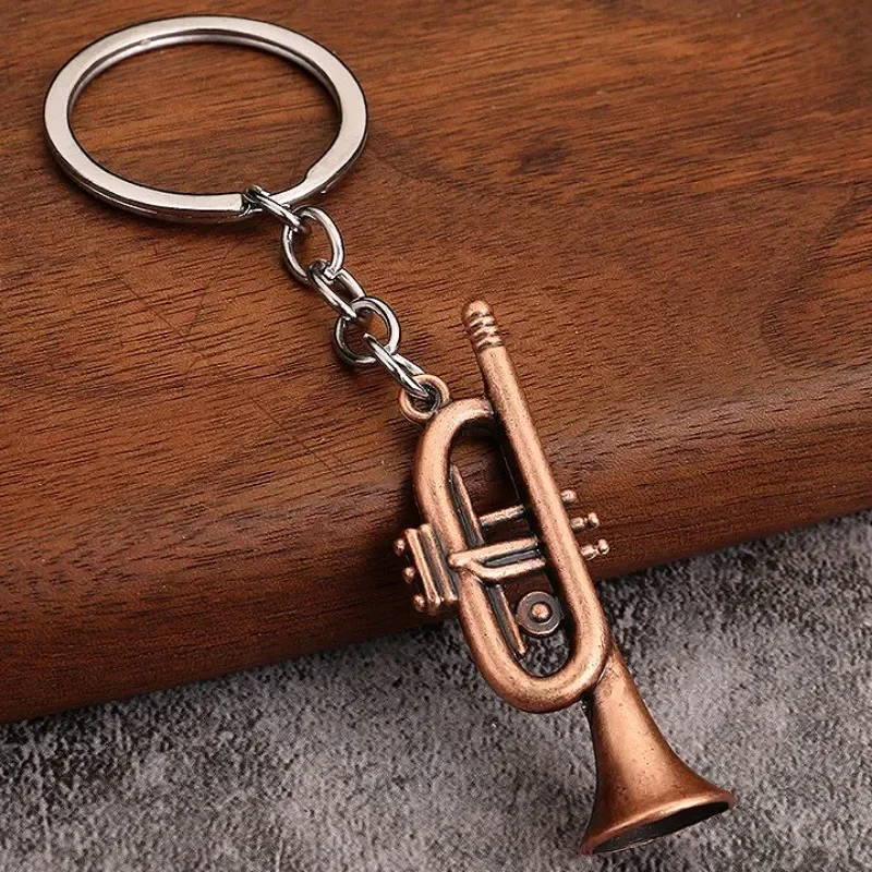 Creative Mini Saxophone Keychain Music Lover Gift Personalized Mini Metal Keyring Pendant for Car Accessories Small Musical Toys