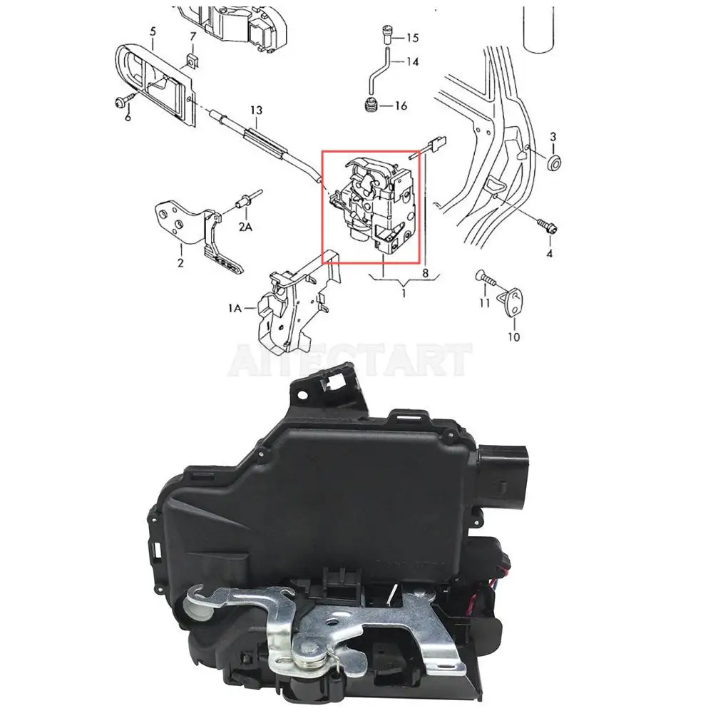 Airsusfat 1x Front Door Lock Actuator For VW Jetta Golf GTI MK4 B5 Skoda Seat, OEM 3B1837015A 3B1837016A Lock Hardware Auto Part