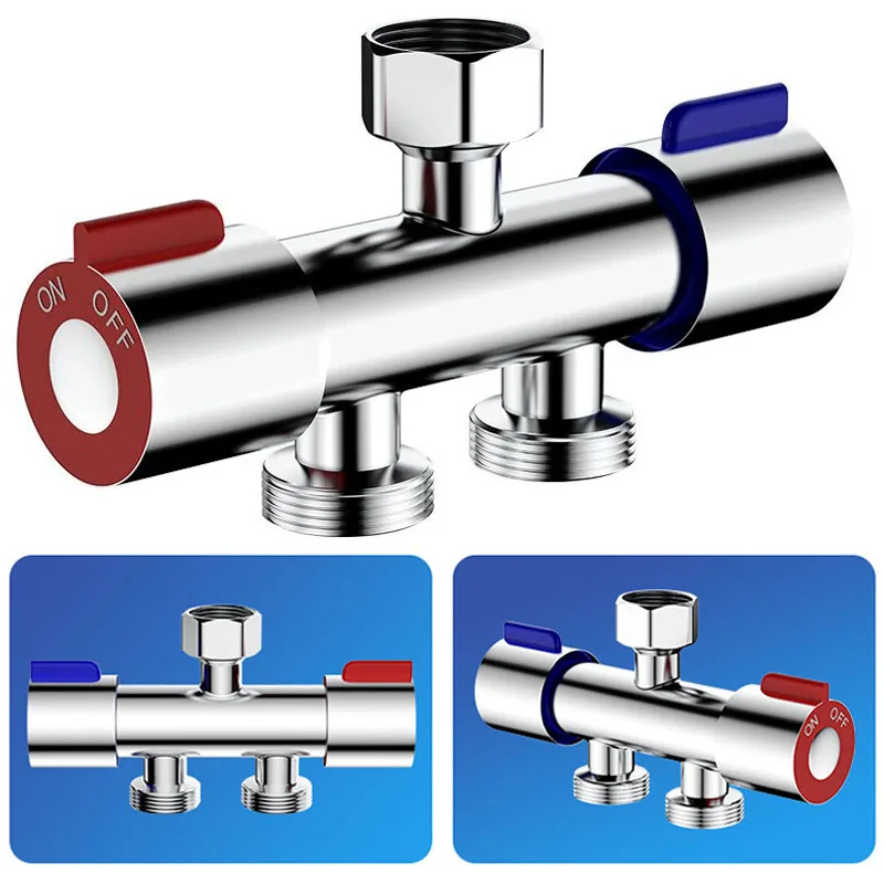 

304 Stainless Steel Double Head Faucet Splitter Water Diverter Hose Adaptor Stainless Steel Easy Install for Outdoor Faucet