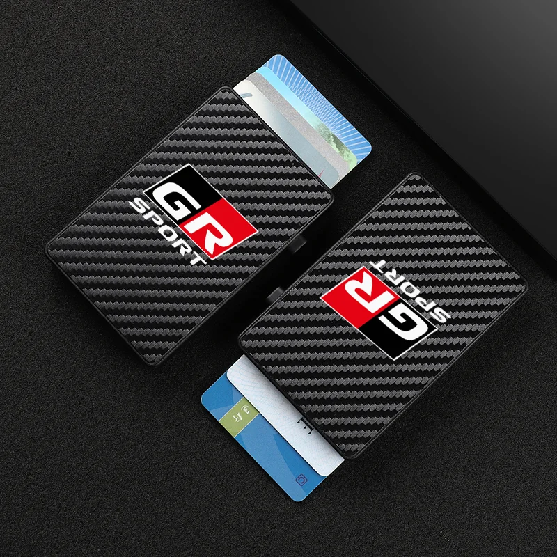 RFID Anti-theft Carbon Fiber luxury Card Holder Bank Credit Smart Pop Up Wallet For Toyota GR Sport C-HR Gazoo Racing Mirai RAV4