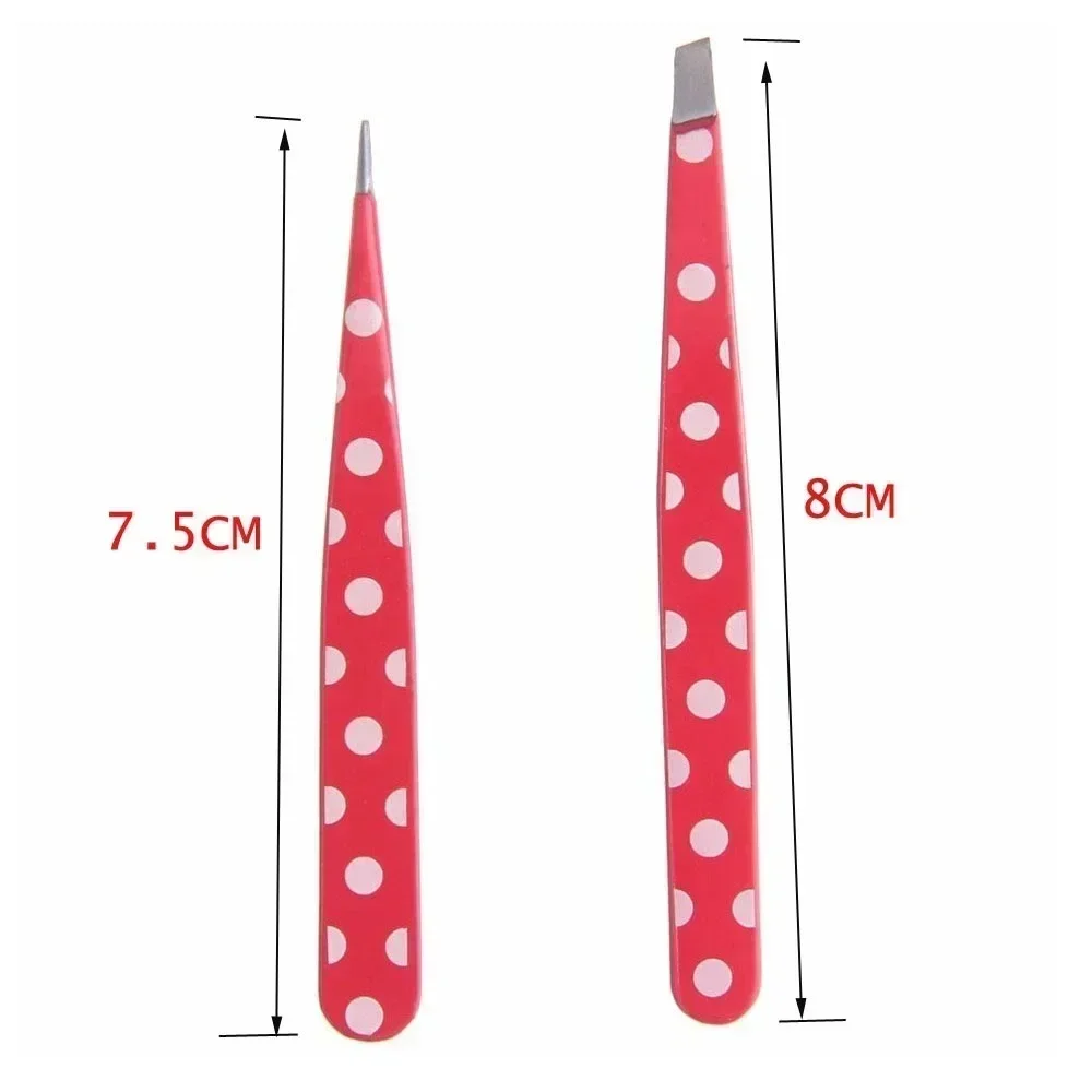 2Pcs Professional Beauty Slant Makeup Tools Stainless Steel Hair Removal Eyebrow Tweezer