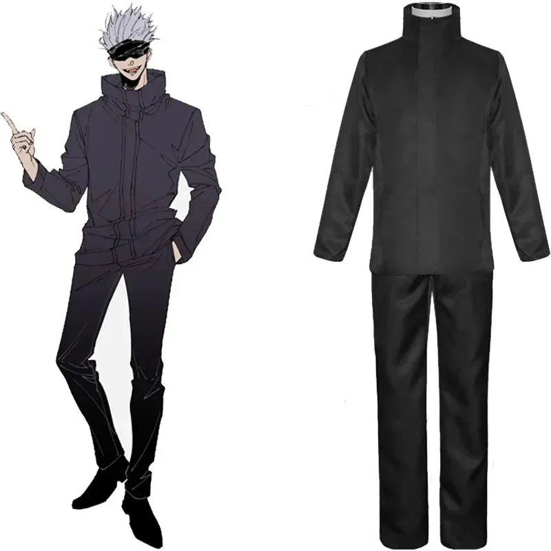 Anime Jujutsu Kaisen Satoru Gojo Cosplay Costume Black Suit Gojo Satoru Cosplay Costume Uniform Halloween for Men Adult