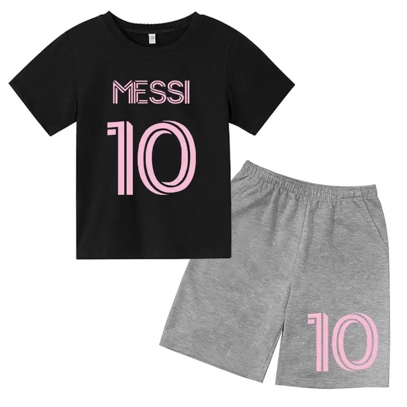 Kids Super Soccer Star No.10 Print 2pcs T-shirts+Pants Sports Suits 3-14 Years Boys Girls Idol Streetwear Children Outfits Sets