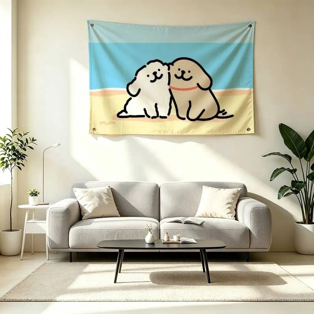 M-Maltese Cartoon Flags Wall Hanging Tapestry Outdoor Garage Room Decorative flag Background Blanket