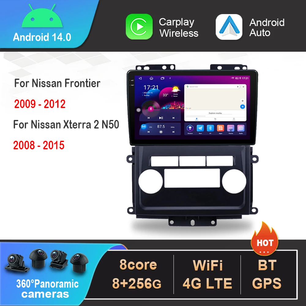 Radio de coche Android 14 Carplay Auto para Nissan Frontier 2009 - 2012 Nissan Xterra 2 N50 2008 - 2015 reproductor Multimedia GPS