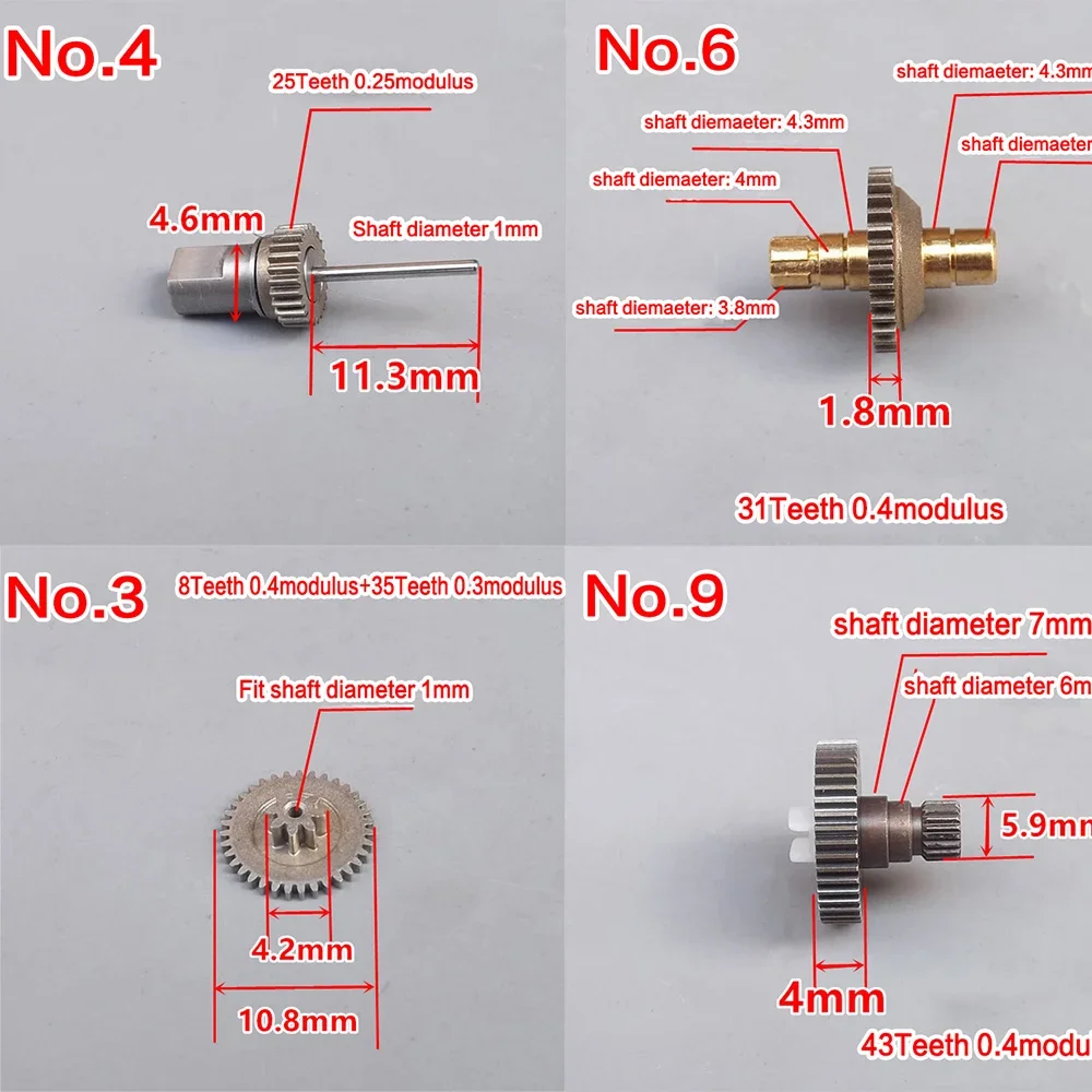 20pcs Precision Metal Gear Series Miniature Copper Iron Gearbox Set 0.25 0.3 0.4 M Modulus 1MM Shaft T Teeth Axis Gears Craft