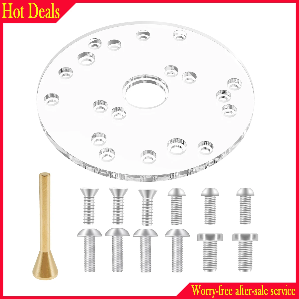 6.5in Clear Acrylic Router Base Plate Woodworking Auxiliary Tool Universal Router Base Plate Kit with Centering Pin and Screw